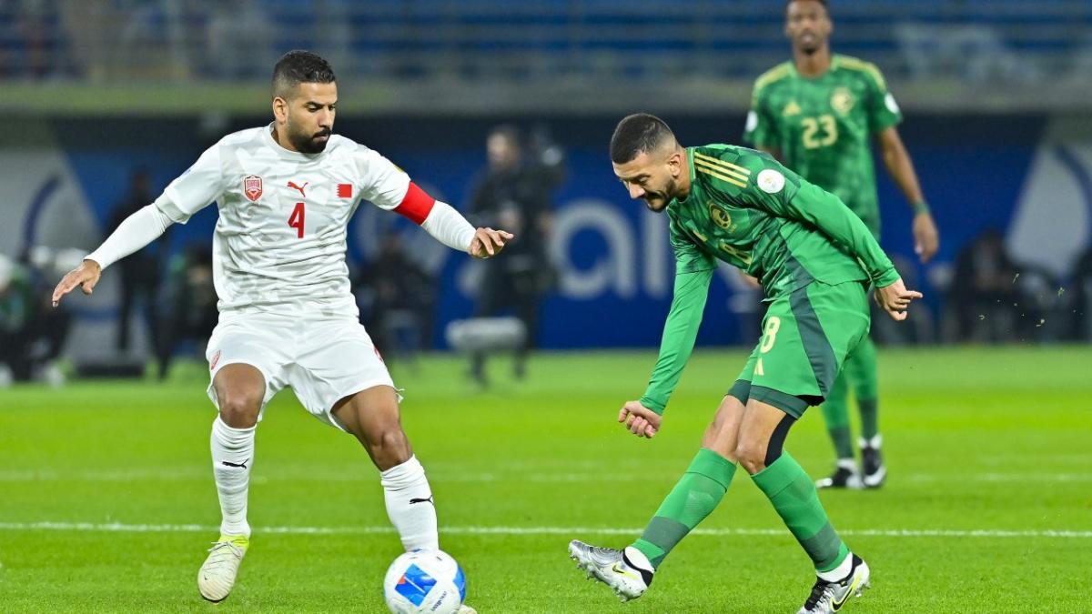 Action from Saudi Arabia v Bahrain in the 2024 Gulf Cup